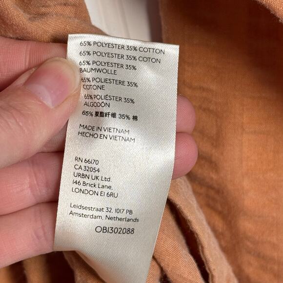 Anthropologie Pilcro Seersucker Tunic Button Down Top Orange Women’s Size XS - Picture 8 of 11